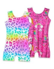 2 Pack Leotard for Girls Gymnastics Sparkly 5-6 Years 2pcs Cheetahs-b Hotpink