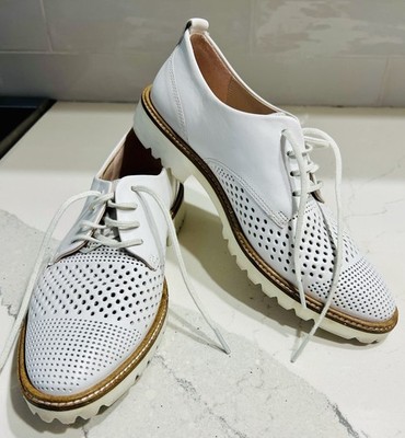 Ecco Incise Classic Tailored White Leather Oxford Wingtip Shoe Sz 7US 38EU