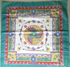 VTG Wamcraft Southwestern Native American Aztec Bandana Scarf Aqua Purple USA