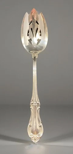 Joan Of Arc Sterling Silver by International Pierced Table Serving Spoon 8-1/4"