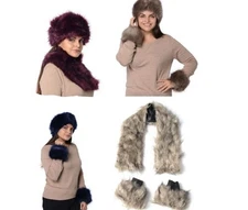 Furry Women's Ski Hat/Scarf or Headband or Scarf & Cuffs - Your Choice