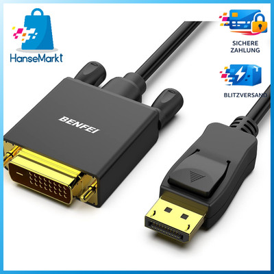 DisplayPort-auf-DVI-Kabel 1,8m Stecker auf Stecker vergoldet für PC Monitor