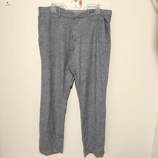 Perry Ellis Mens Pants Linen Blend Trouser Slim Fit Bay Blue Portfolio 34x32