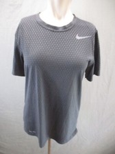 NIKE DRI-FIT Size S Mens Gray Crew Neck Short Sleeve Slim Athletic T-Shirt 854