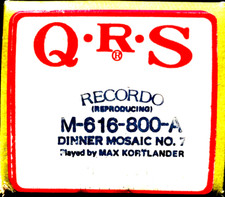 QRS Recordo DINNER MOSAIC NO. 7 Kortlander M616-800-A Player Piano Roll Ex. Play