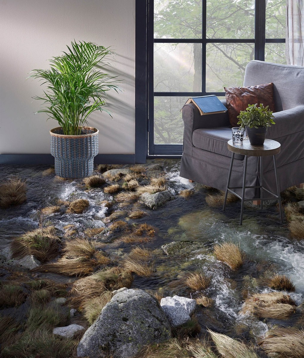 新品30枚 3D壁紙 70*70cmRp 3D River Stones SKE3839 Floor WallPaper Print Decal Epoxy Floor