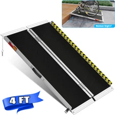 4FT Folding Wheelchair Ramp NonSlip Aluminum Portable Medical Mobility Threshold
