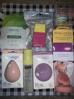 8 Piece Blender Lot: Real Techniques, Eco Tools, Glowzen, & Blender in holder