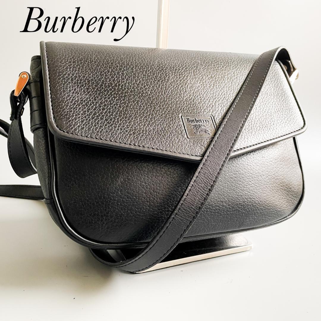 Burberry Shoulder Bag Nova Check Box Shape Black Leather