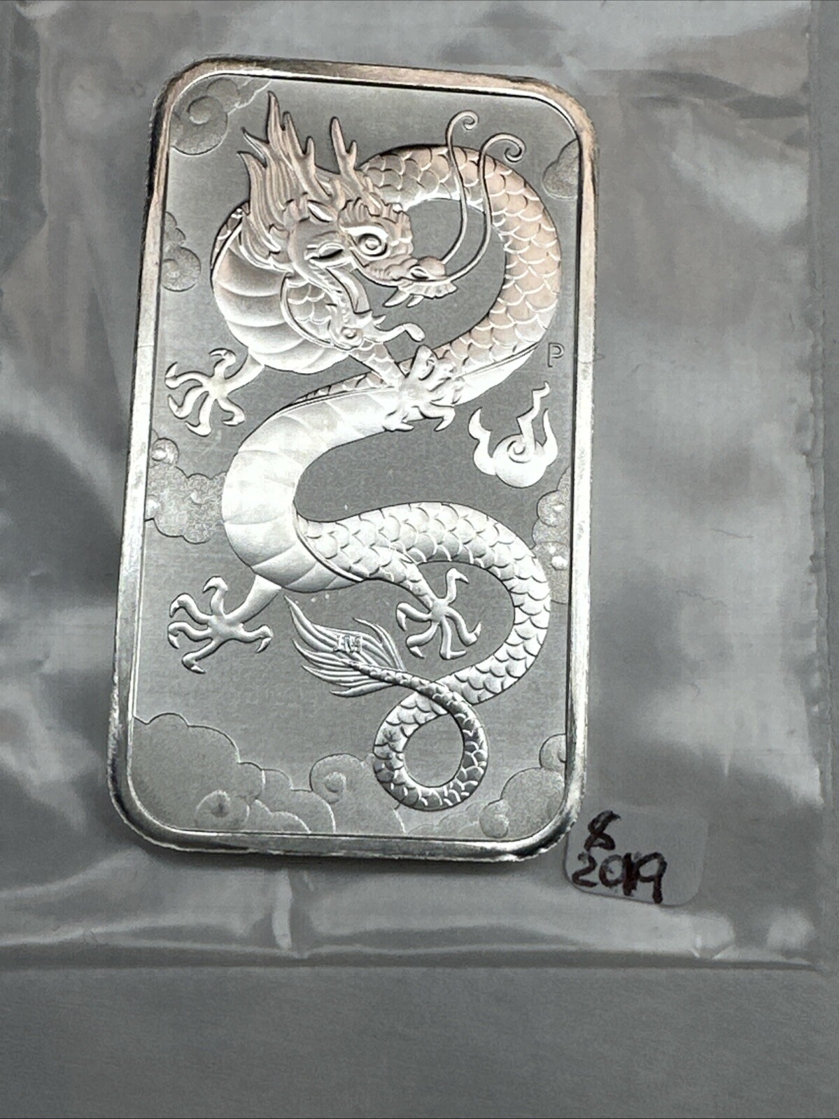 2019 Australia  Dragon bar  1 oz Silver 0.9999 $1 Perth Mint Bar