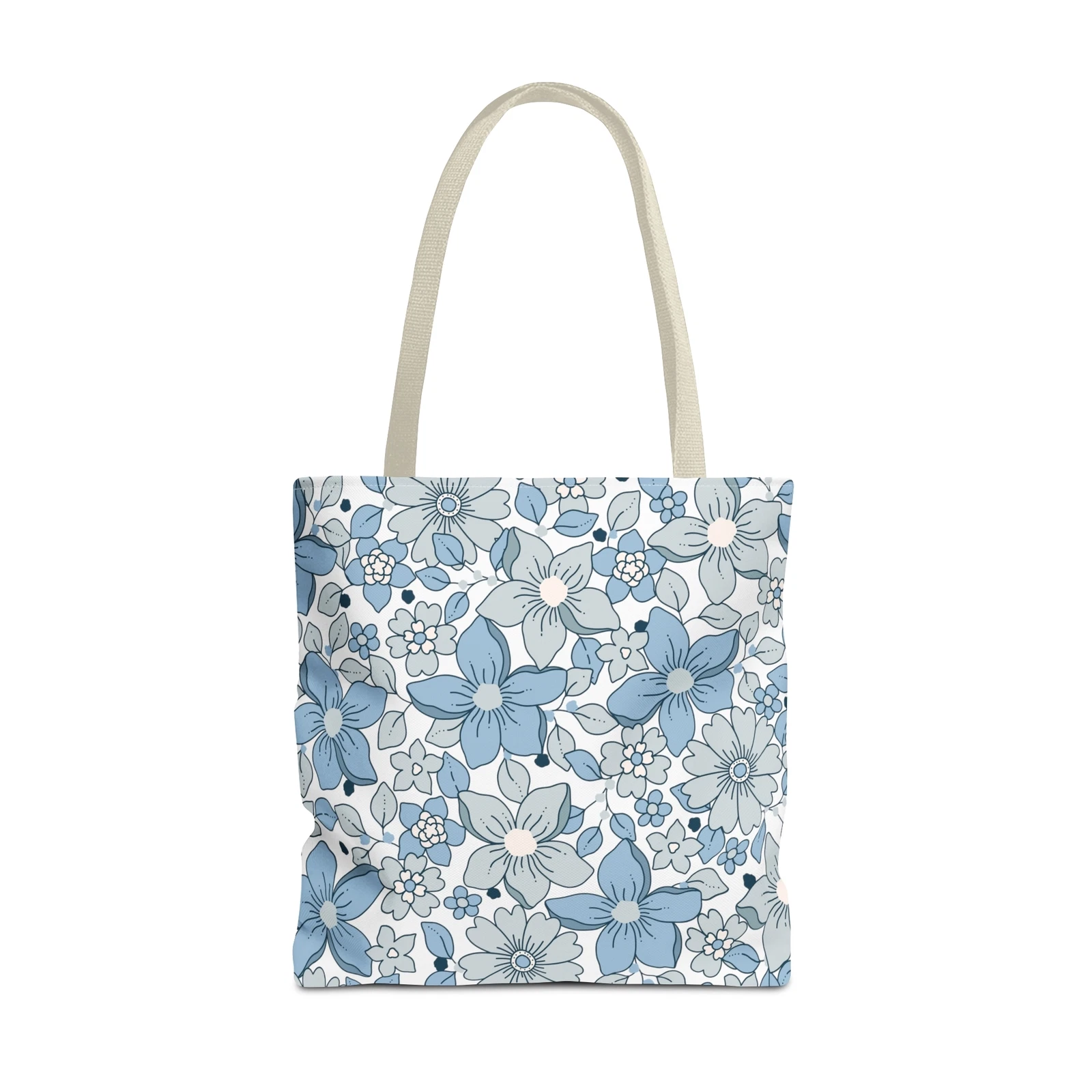 Blue And Grey Flowers Tote Bag (AOP)