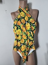 Zara Twist Neck Floral bodysuit Yellow/floral print NWT