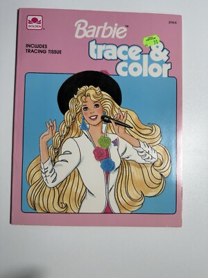 1990 Golden Barbie Trace & Color Coloring Book 2115-5 Vintage Unused Uncolored