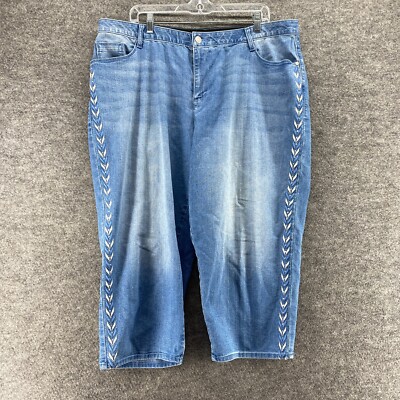 Catherines Jeans Women 20W Plus Blue Denim Light Wash High Rise Straight Pockets