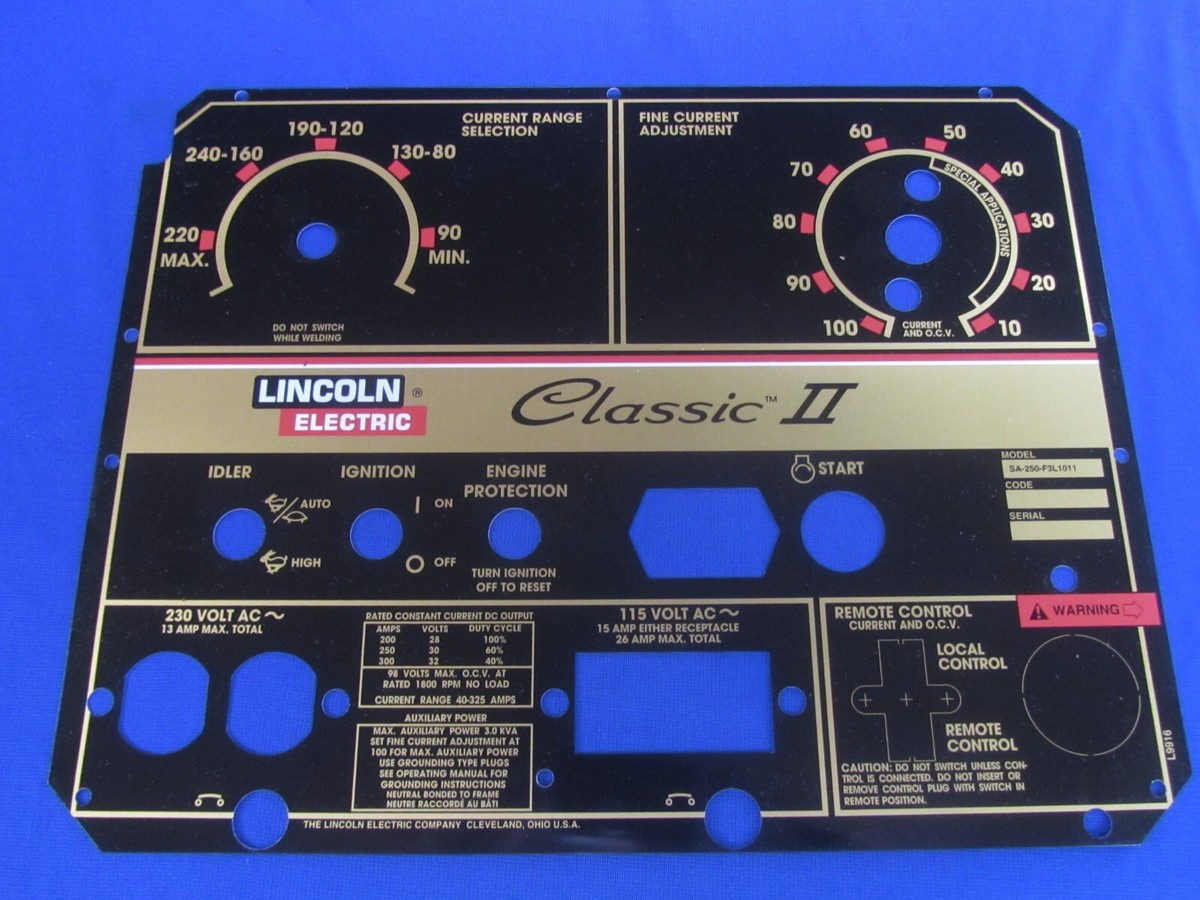 Lincoln Welder Classic II Faceplate L9916 OEM Quality USA | eBay