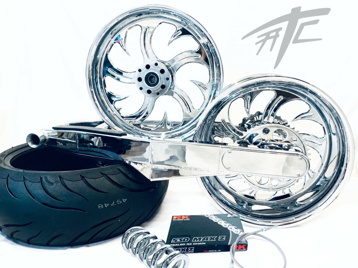 Yキッズ ZX-14 360 FAT TIRE KIT CHROME SHARK TOOTH WHEELS 06-11 NINJA