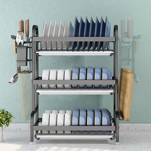 3 Tier Dish Rack Plate Cup Drying Drainer Storage Drip Tray Cutlery Holder Home- - Picture 15 of 17