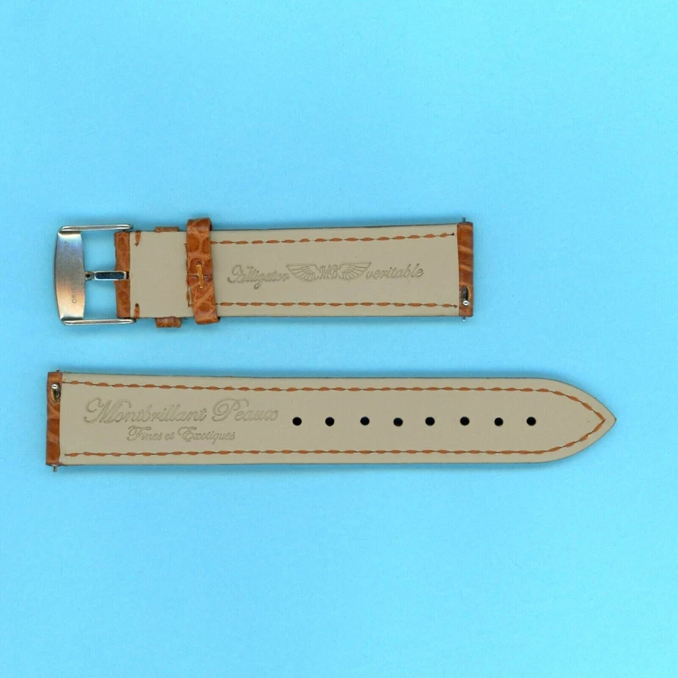 CORREA DE CUERO COÑAC MARRÓN COCODRILO GENUINO 20mm y hebilla de acero oris genuino Foto 4 de 4