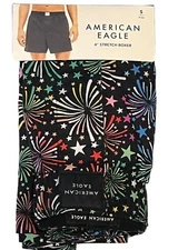 NWT AMERICAN EAGLE Stretch Boxer Sz XS-S-M-L-XL Black Red Blue Fireworks #11