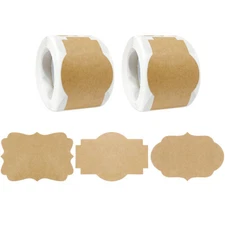 Wrapables Kraft Paper Sticker Labels for Lids, Jars, Bottles (300pcs), Frame