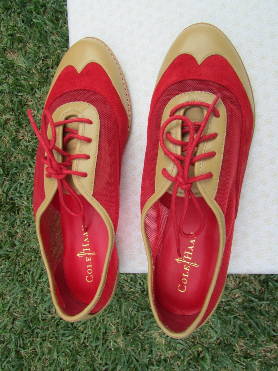 Cole Haan Kody Red Mesh/ Suede / Tan Leather Lace Oxford  display picture 1