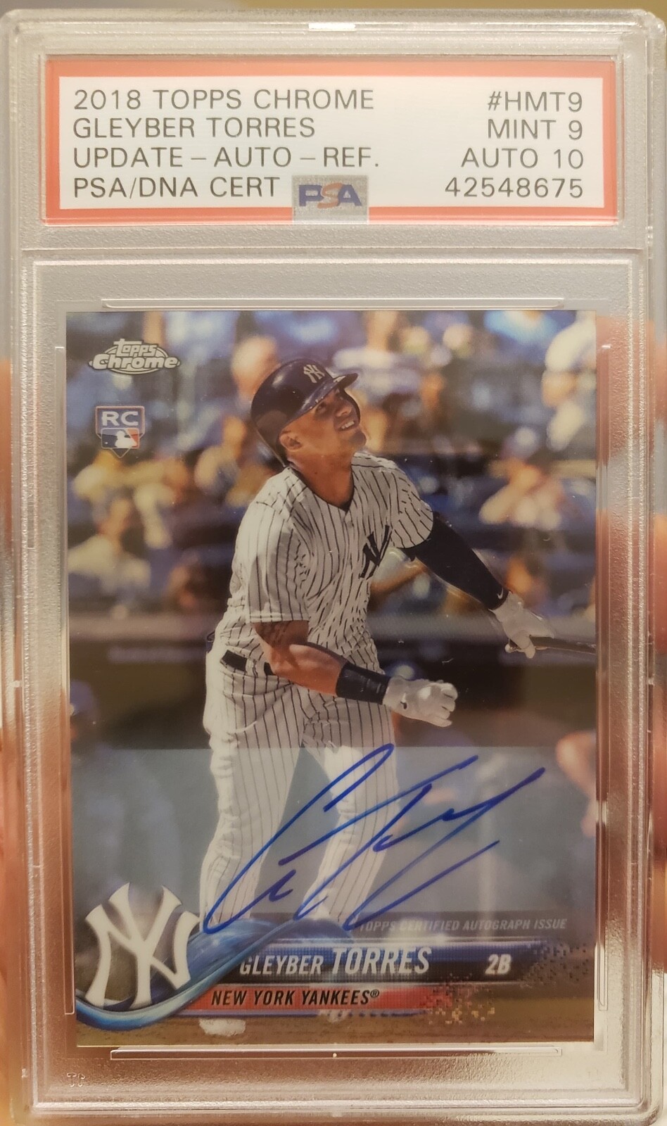 2018 topps chrome update gleyber torres Rookie Auto Rc #HMT9 PSA 9