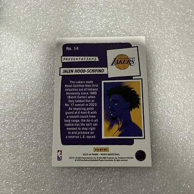 Jalen Hood-Schifino 2023-24 Panini NBA Hoops Presentations