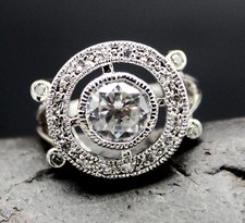 UNIQUE CUBIC ZIRCONIA RING set in .925 STERLING SILVER FREE FAST SHIPPING