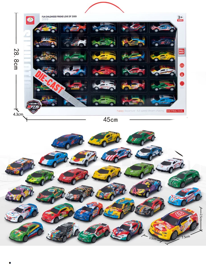 DENWUD STAR 30pc Kid Racing Toy Cars Die Cast Set Vehicle Play Set Cars Children Racing Toys