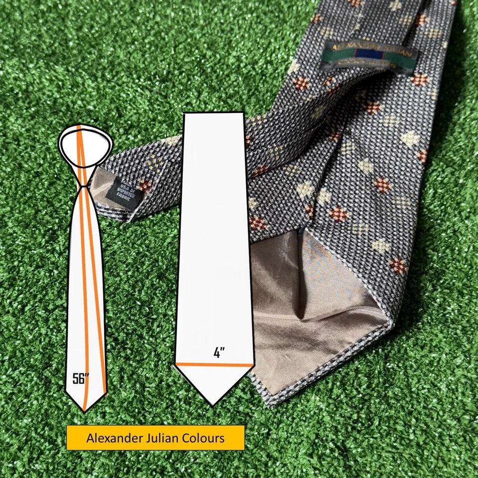 Corbata Alexander Julian Lunares Floral Diseño Retro Negra Cuello OS Hecha en EE. UU. Foto 2 de 4