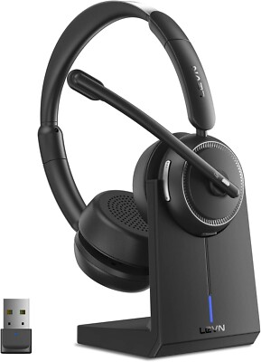 LEVN Bluetooth Wireless Headset, With Noise Canceling Microphone & Charging Base