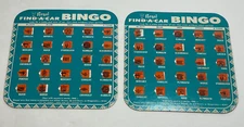 Vintage Regal Find-A-Car Auto Bingo Card Travel Game – 2 Cards
