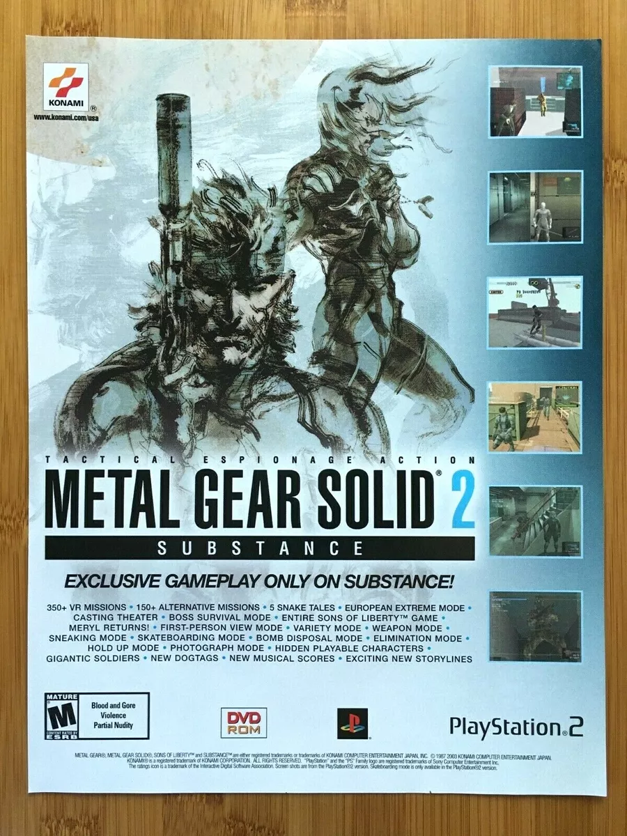 Metal Gear Solid 2 Cover Box Artwork the PS2 Classic Game Box 