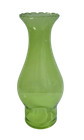 Vintage Green Glass Piecrust Chimney For Kerosene Oil Lamps - 7 31/64" x 2 7/16"