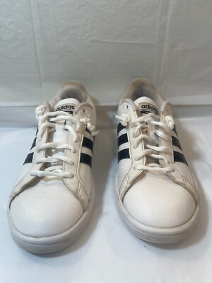 Adidas Womens Cloudfoam Advantage Sneakers Shoes White Black AW4287 Lace Up 6