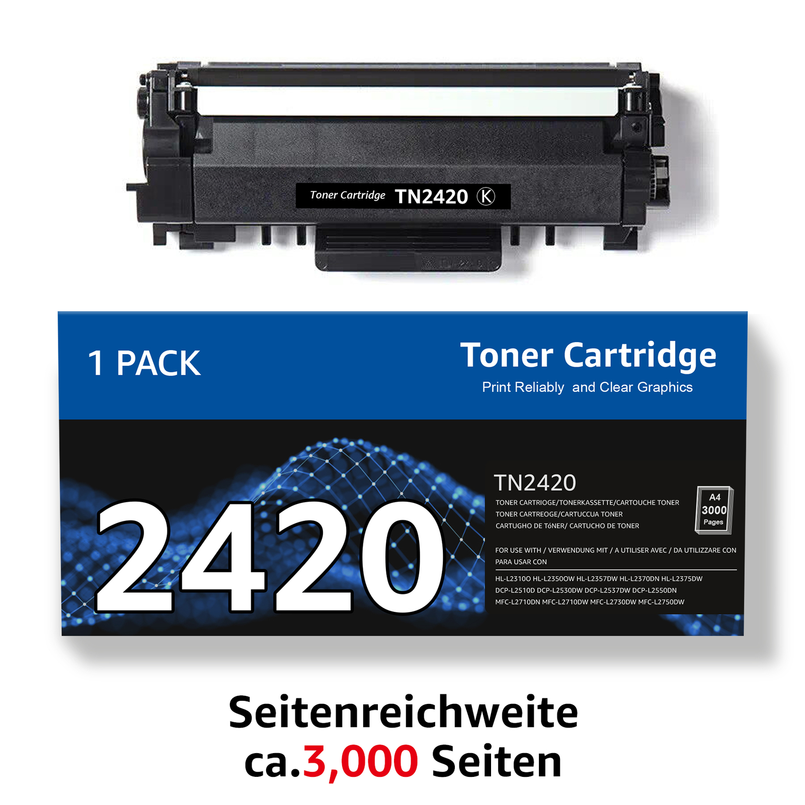 2 TONER BROTHER TN-2420 Nero 2x3000PP X HL-L2310/2350/2370/2375 DCP-L2550/2510 MFC-L2710/2750/2730 - Foto 11
