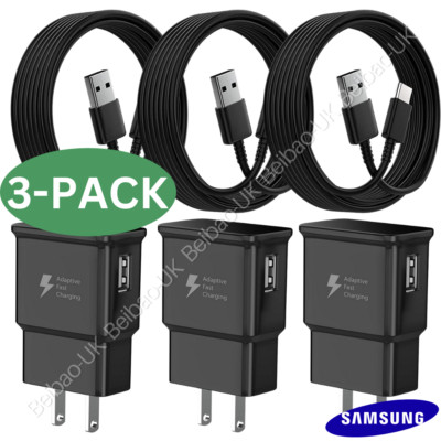 3 PACK Adaptive Fast Charger USB Type C Cable for Samsung Galaxy S21/S20/S10/S9