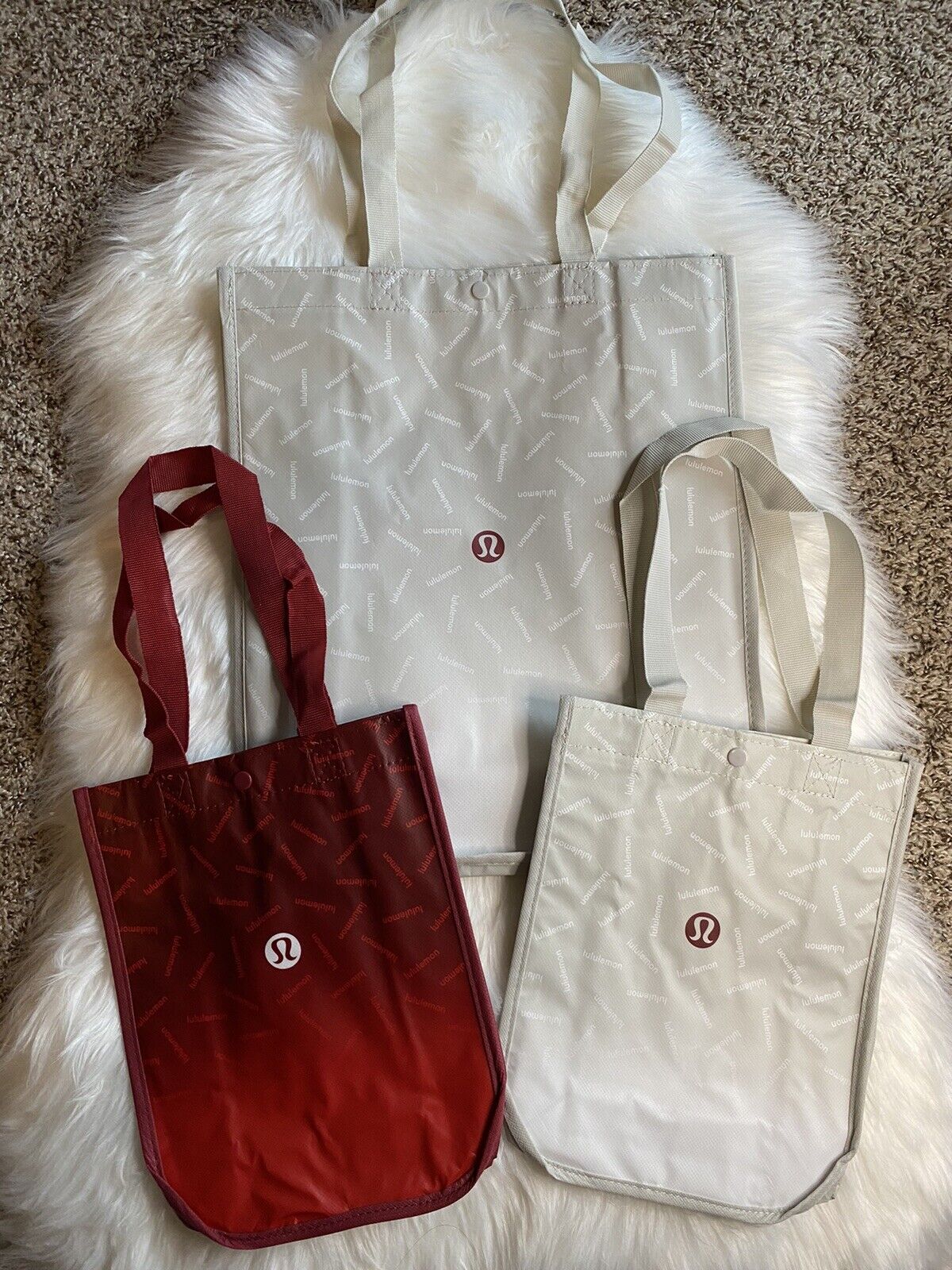 Lululemon Holiday 2023 Reusable Tote Shopping Bag Lot 3 White Red New