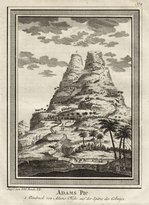 Ceylon Sri Lanka Adams Peak Original Kupferstich Schwabe 1764