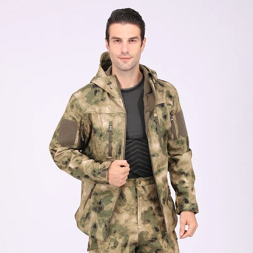 Giacca a vento tattica uomo soft shell giacca esercito jacket cappuccio tempo libero ~ - Foto 39 di 65