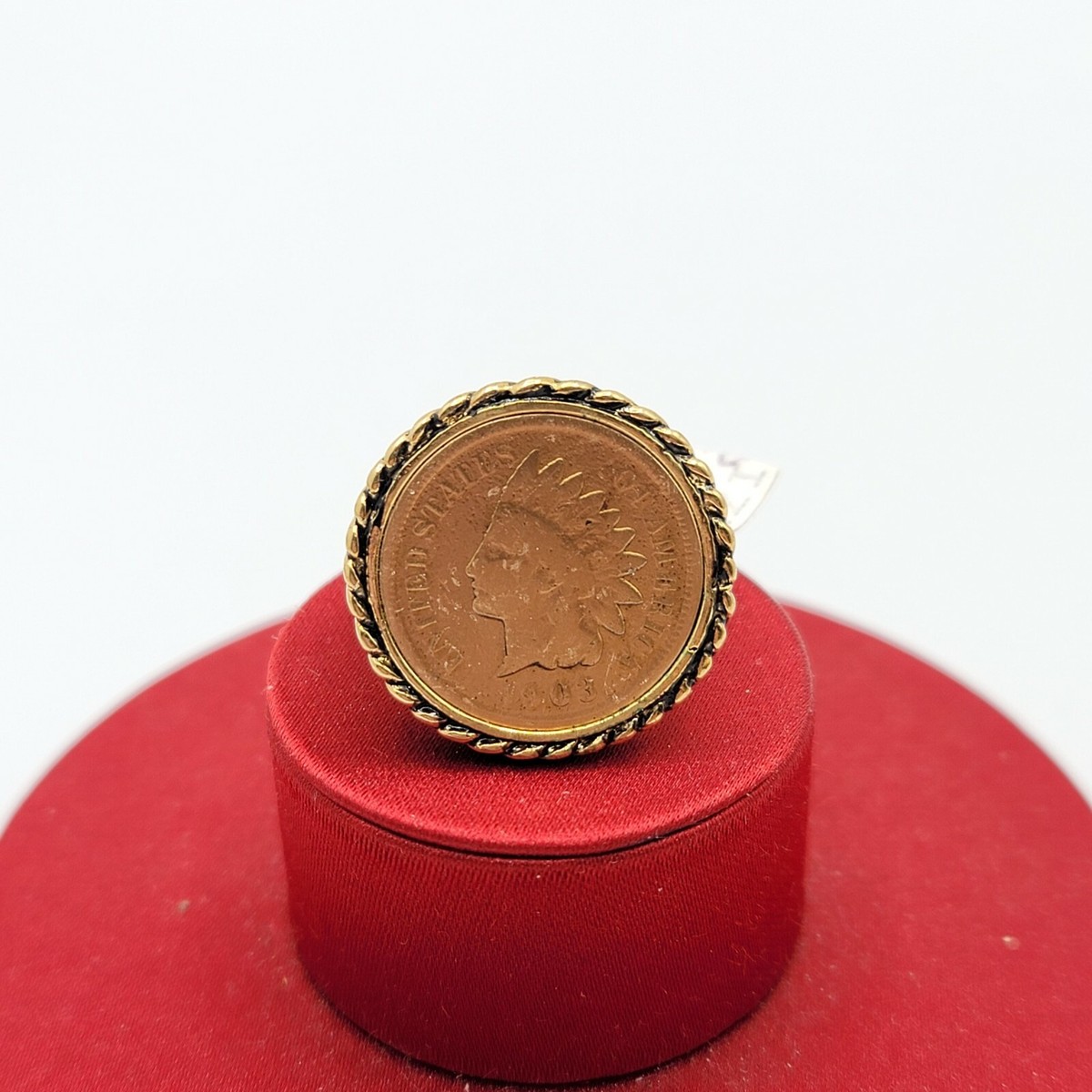 Vtg Sz 6 Ring Faux Coin 1903 Wheat Penny Jewelry 18K GE Gold