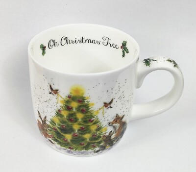 Royal Worcester Wrendale Christmas Mug & Coaster Set - Oh Christmas Tree - Wrendale Designs