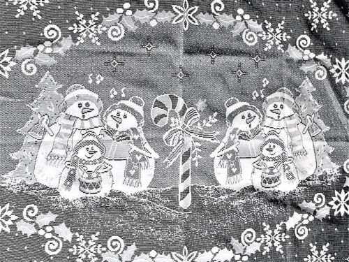 Quaker Lace White Snowmen Tablecloth 60 x 84 Christmas Dining Room Kitchen Party - Picture 2 of 7