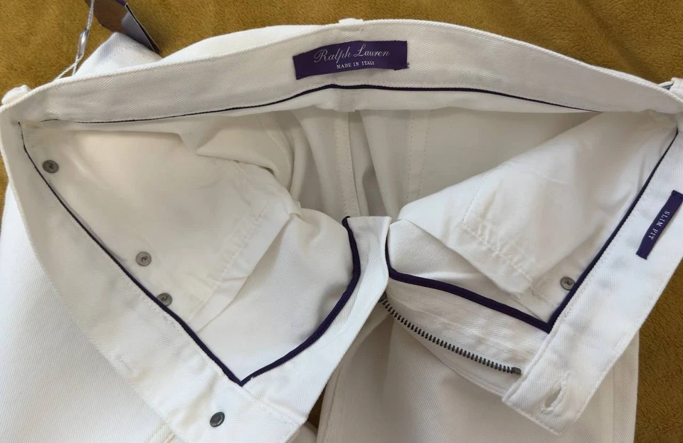 New Ralph Lauren Purple Label Size 31/34  Men's White Denim Jeans Made In Italy - Bild 3 von 4