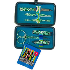 Manicure Set - 6 Piece Set - Retro Blue Case - NEW with Tags