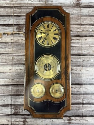 Bulova Weather Station Clock Barometer Thermometer 11x28  VTG  parts only