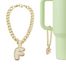 Letter Charm for Stanley Tumbler Cup, Bubble Cute Initial F Letter Charm, Gold