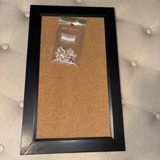 Cork Board Bulletin Board 11” x 18” Framed Corkboard Black Frame Decorative New
