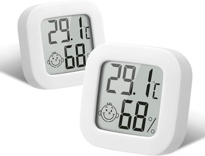 Digitales Thermometer Hygrometer 2 Stück Kabellos für Innenräume Weiß
