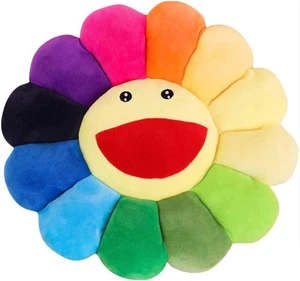 Smile Face Plush Rainbow Pillow, Sunflower Indie Decor 40CM, Color  - Picture 1 of 6